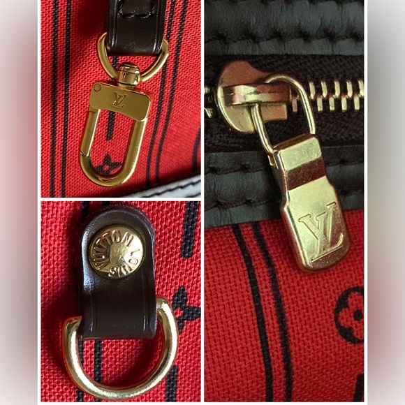 Authentic Louis Vuitton Neverfull damier ebene red - Picture 7 of 16